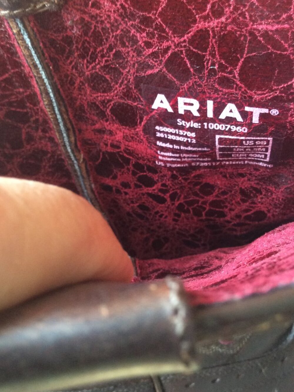 Ariat ATS Wichita Pointed Toe Full Grain Leather Western/Cowgirl Boots.  Size 9B - Picture 12 of 15